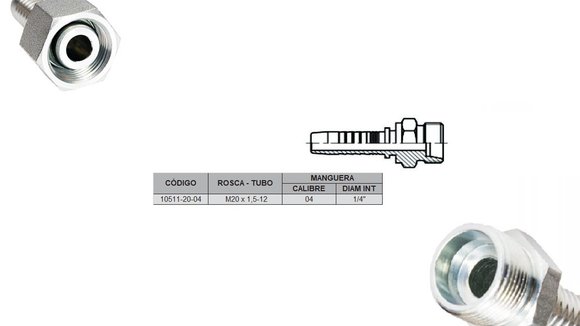 Imagen de MACHO RECTO M20 X 1,5-12 04 1/4'' (MULTI ASIENTO)